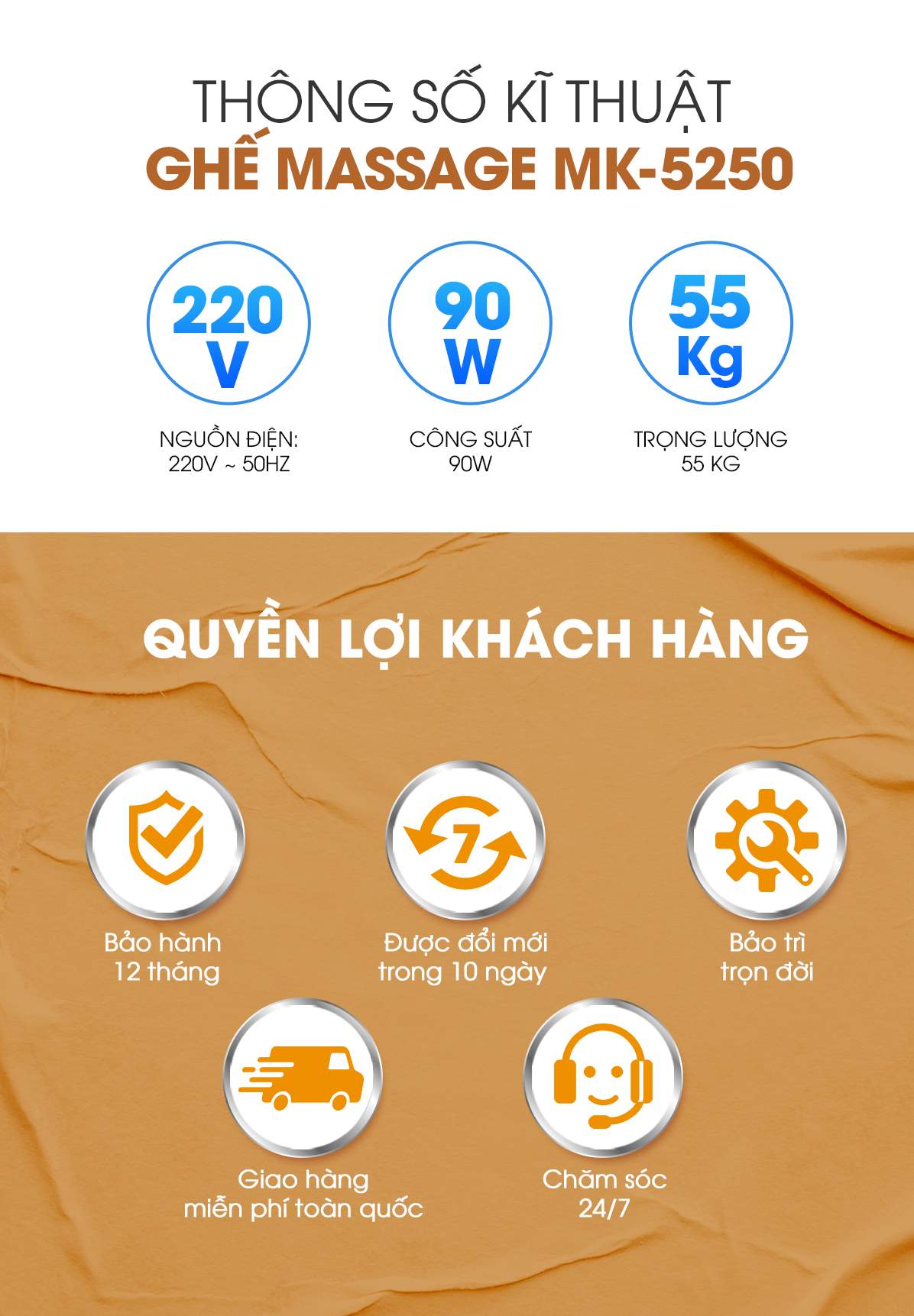 Ghế massage Hàn Quốc Buheung MK-5250 