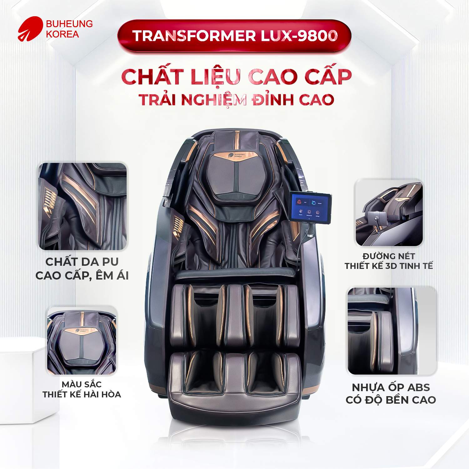 Minh họa chất liệu ghế massage thương gia cao cấp