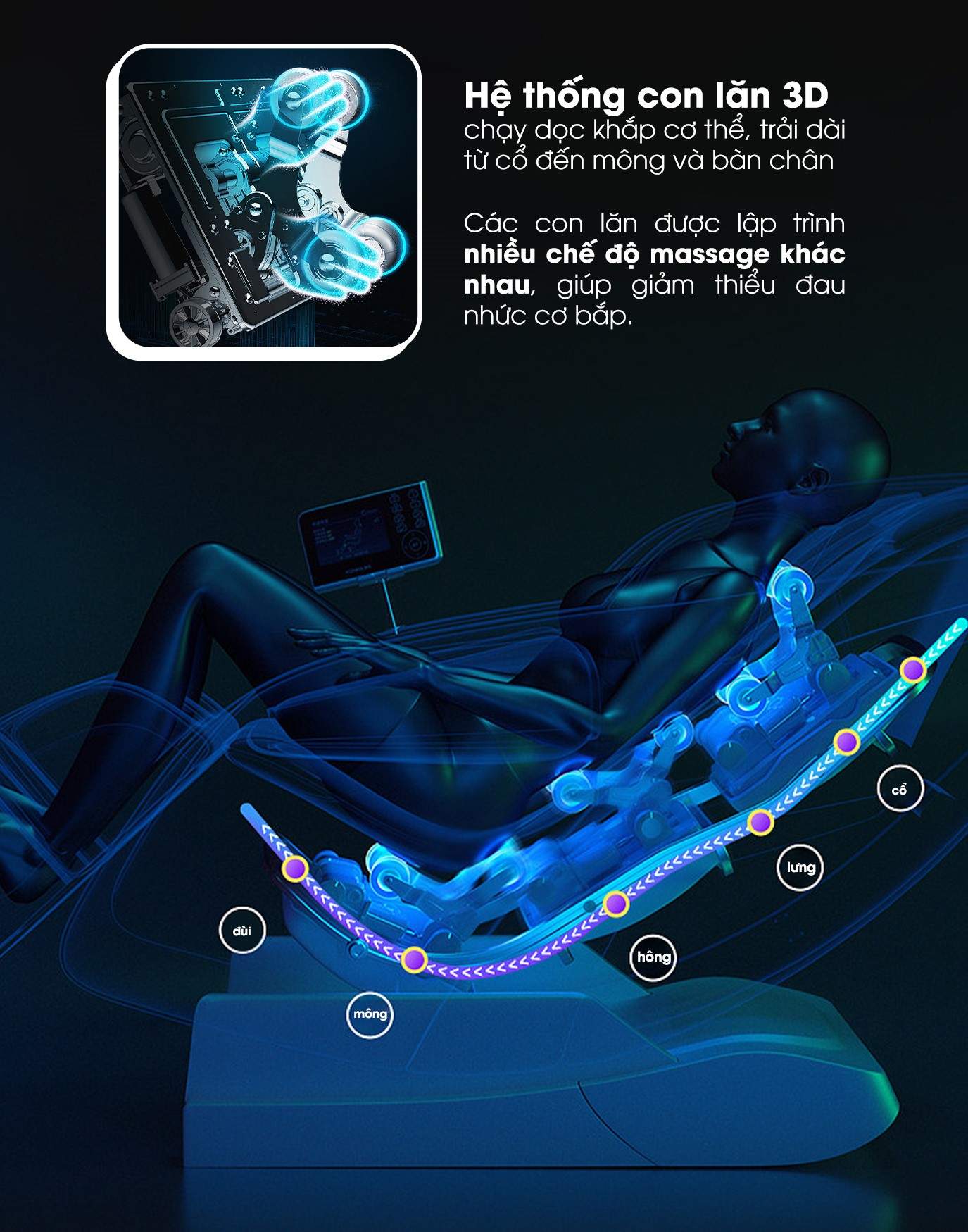 Minh họa hệ thống con lăn 3D