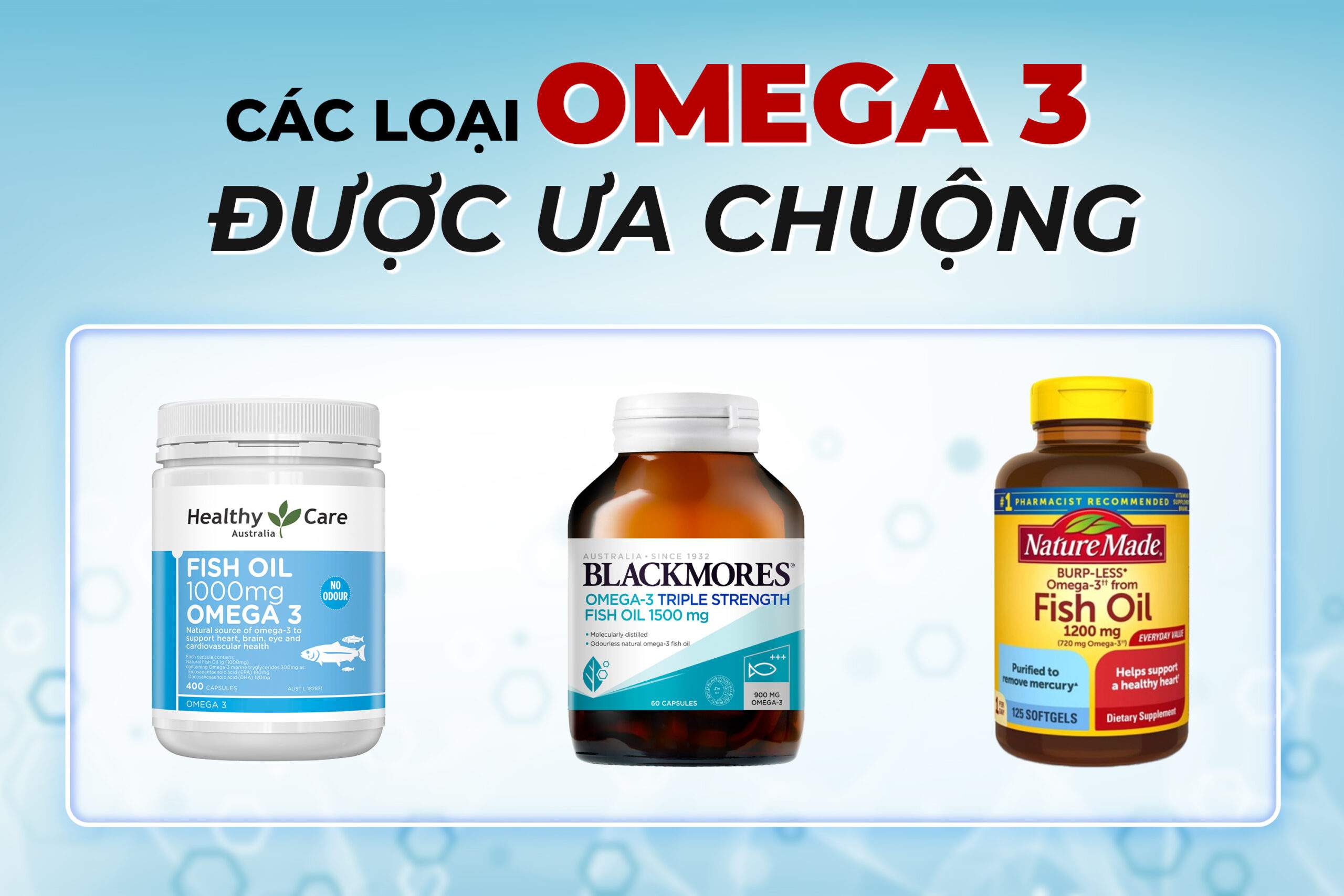 Minh họa các loại omega-3 được ưa chuộng