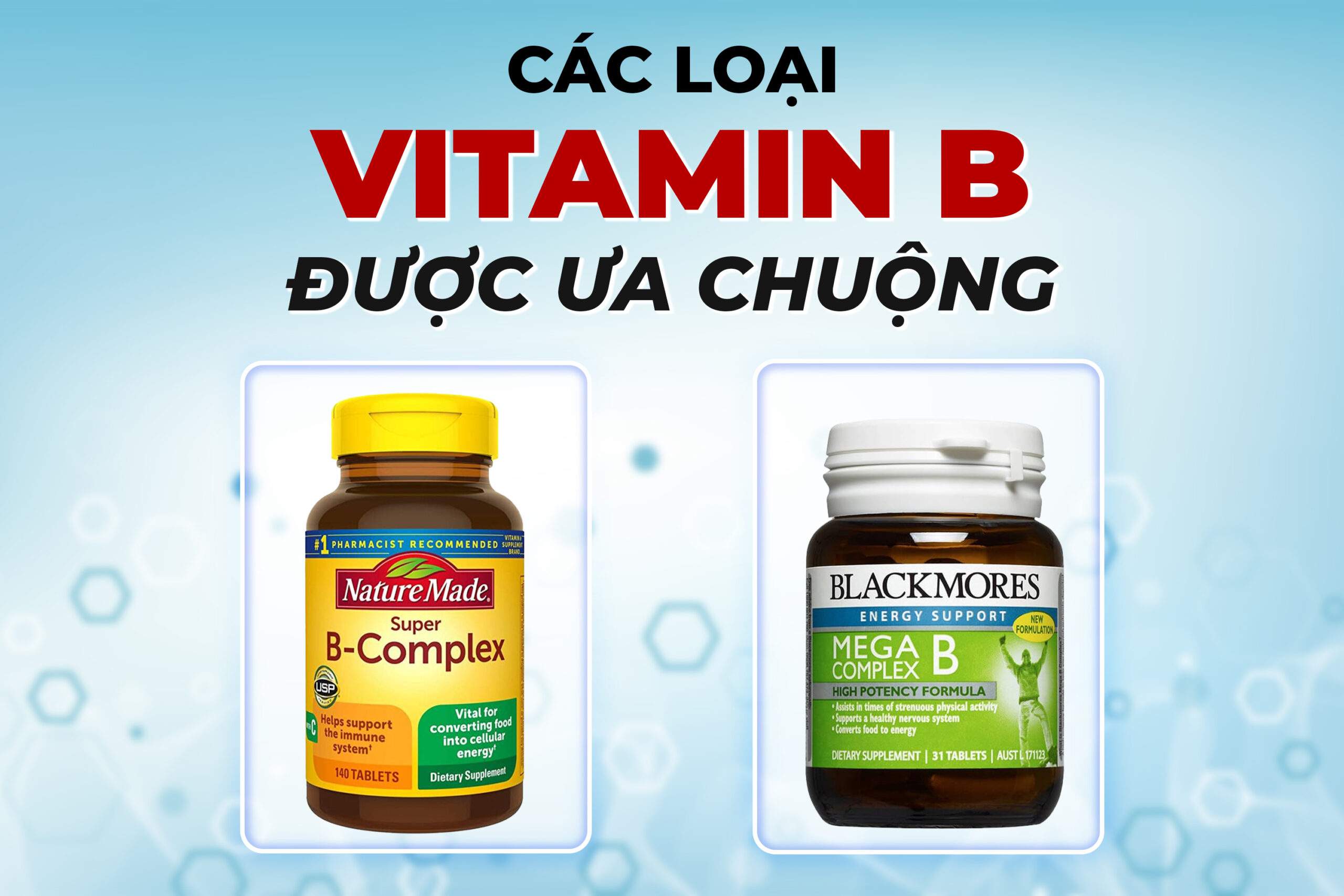Minh họa các loại vitamin B được ưa chuộng