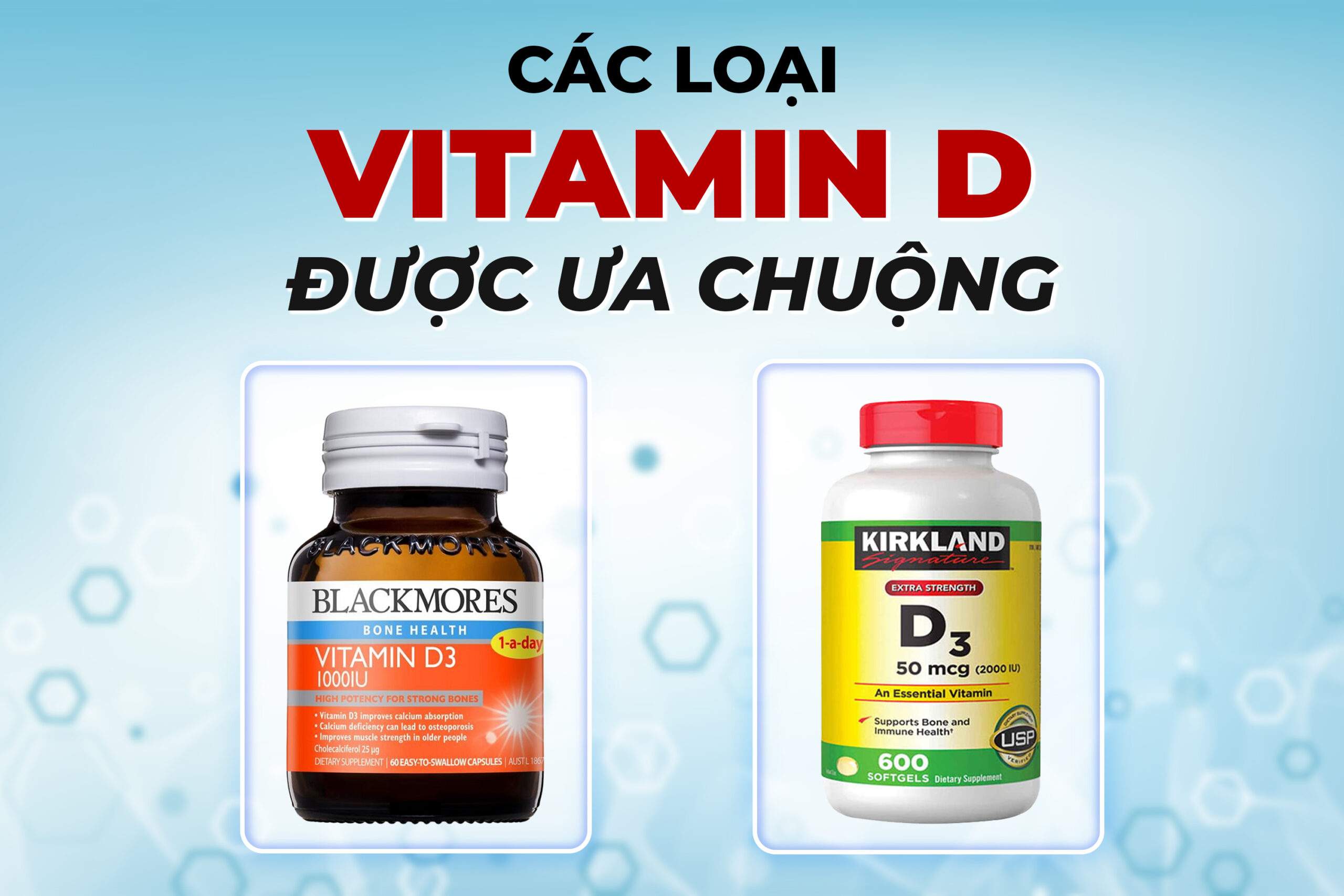 Minh họa các loại vitamin D được ưa chuộng