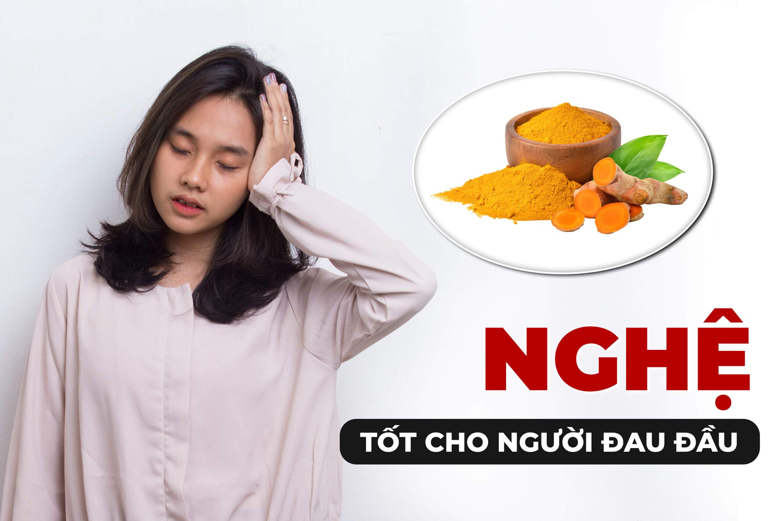Minh họa người thường xuyên bị đau đầu nên bổ sung nghệ