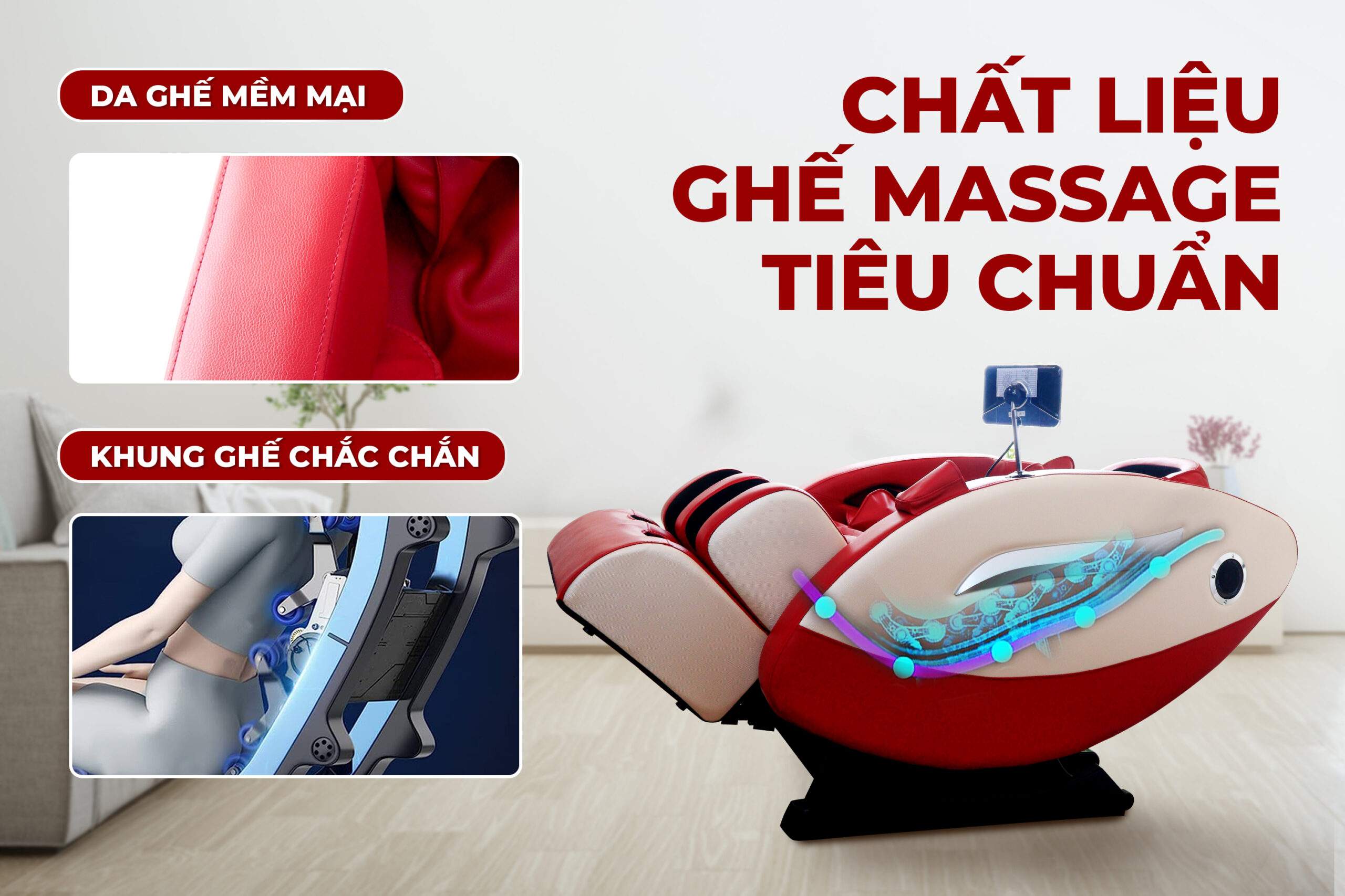 Minh họa chất liệu ghế massage tiêu chuẩn