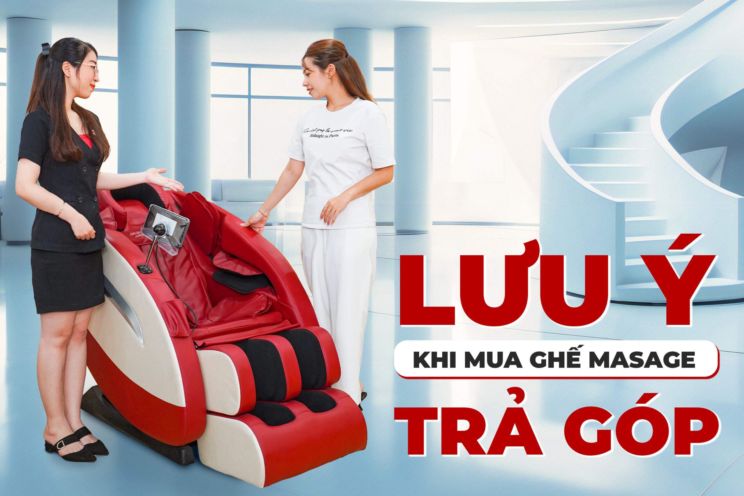 Minh họa lưu ý khi mua ghế massage trả góp