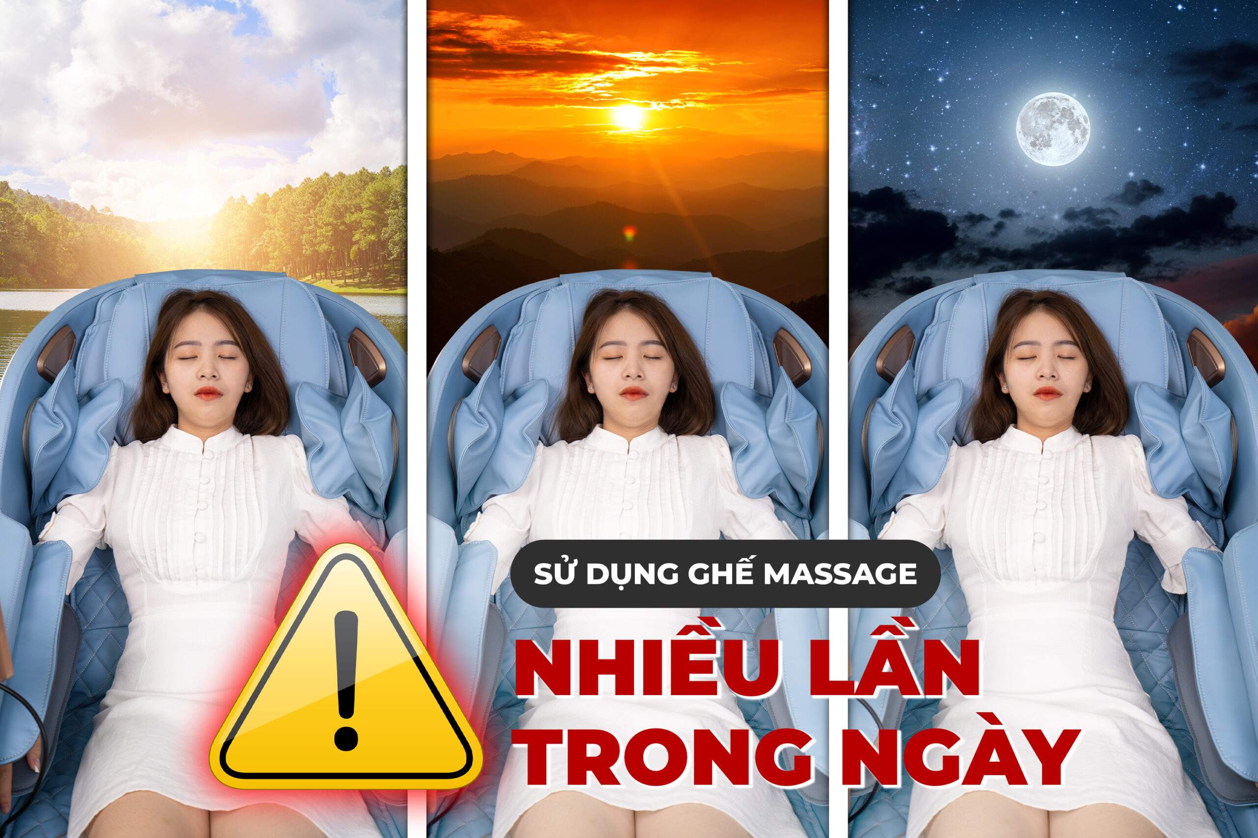 Minh họa sử dụng ghế massage nhiều lần trong ngày