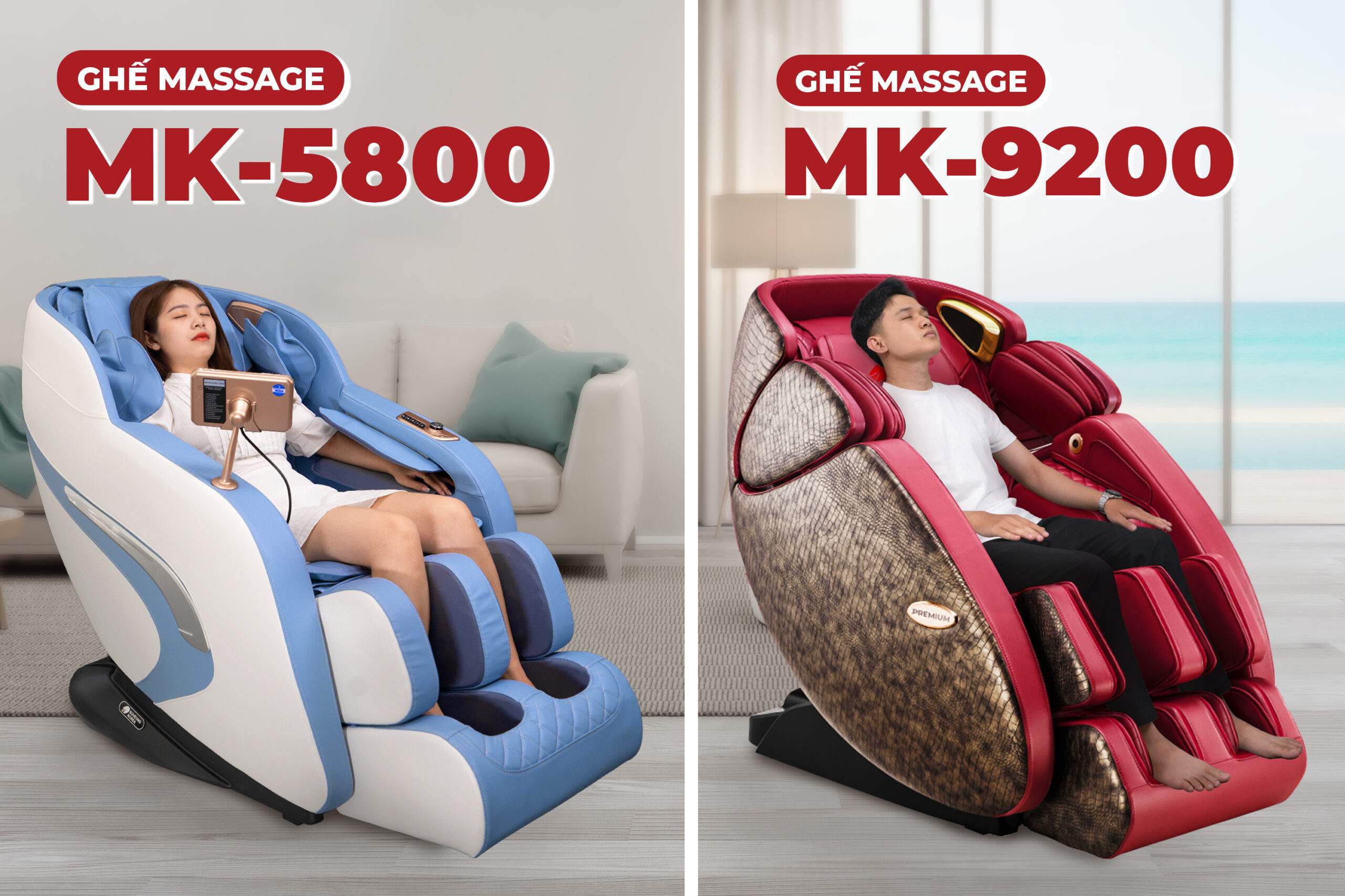 Minh họa ghế massage BUHEUNG MK-5800 và MK-9200