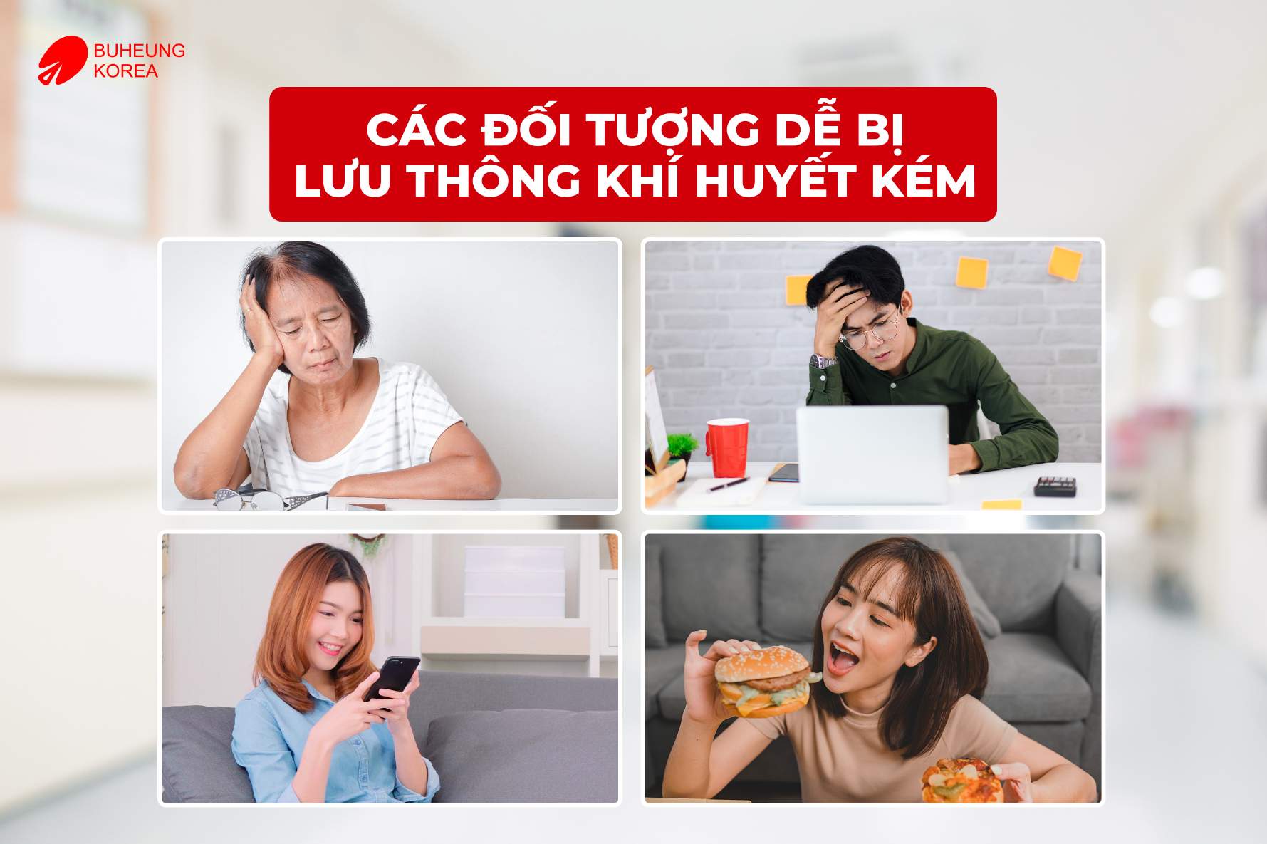 Lưu Thông Khí Huyết Kém Biểu Hiện Như Thế Nào 3 Minh họa các đối tượng dễ bị lưu thông khí huyết kém