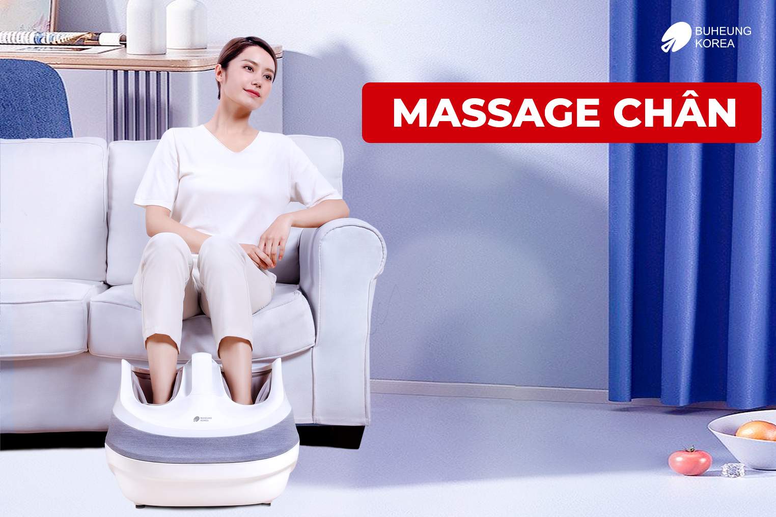 Minh họa sử dụng máy massage chân trị nhức mỏi