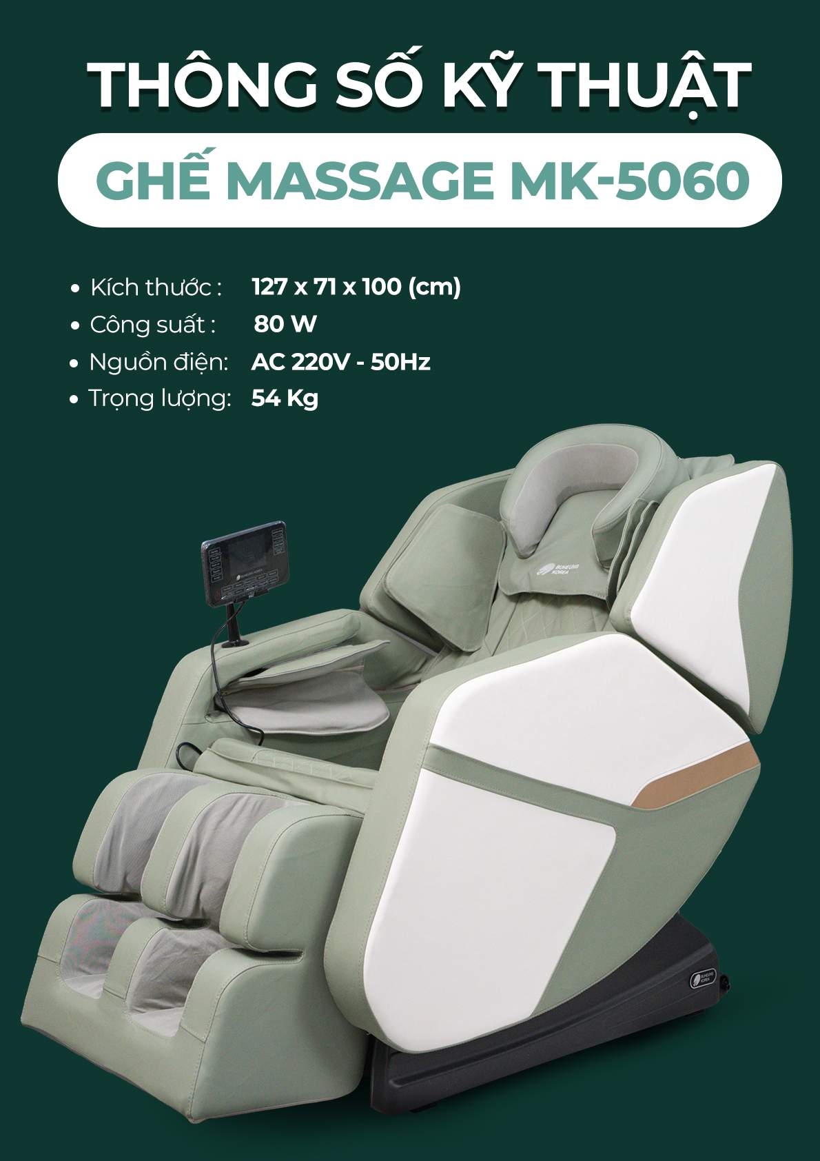 Ghế Massage BUHEUNG Green Garden MK-5060 21