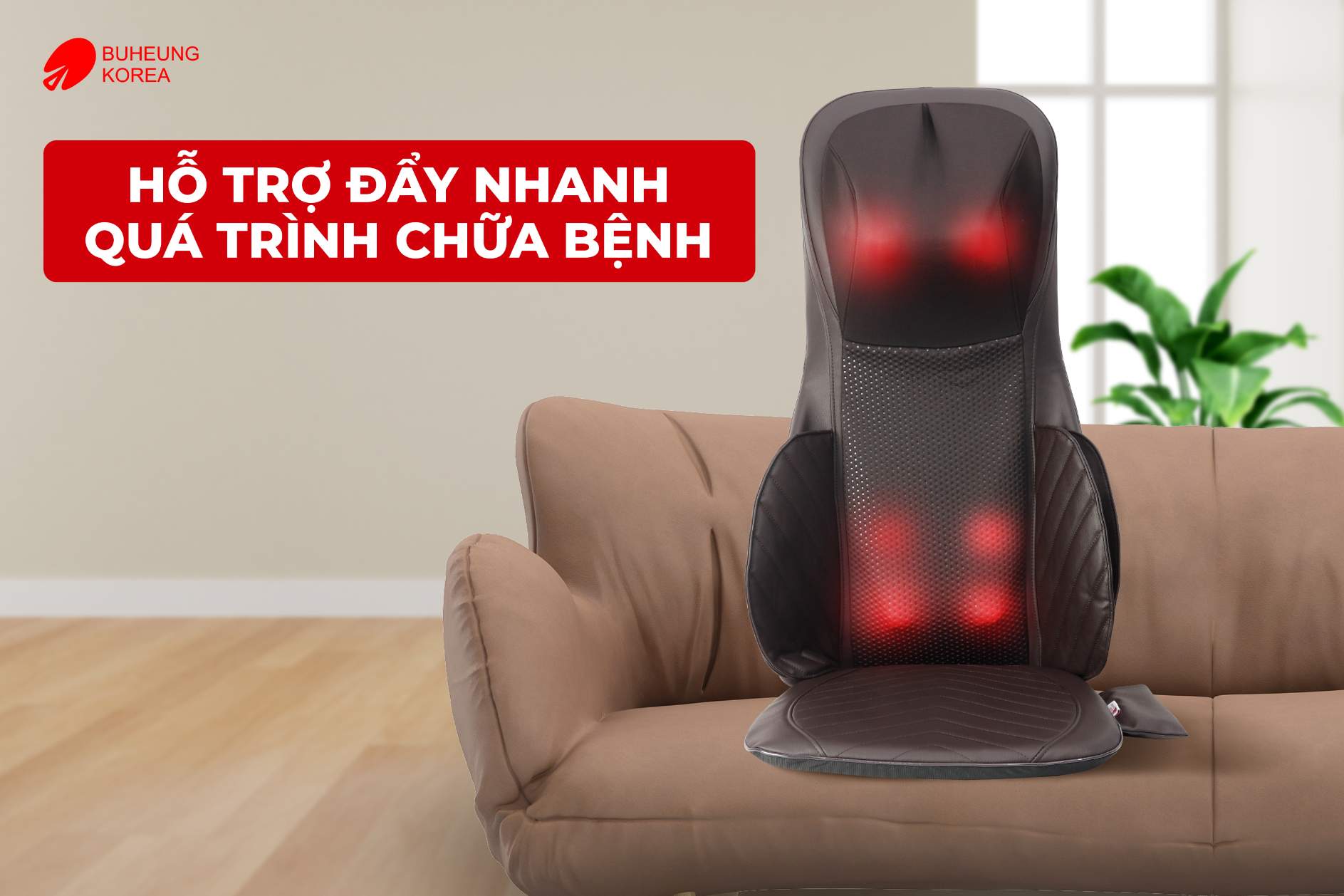 Minh họa ghế massage lưng giúp đẩy nhanh quá trình chữa bệnh