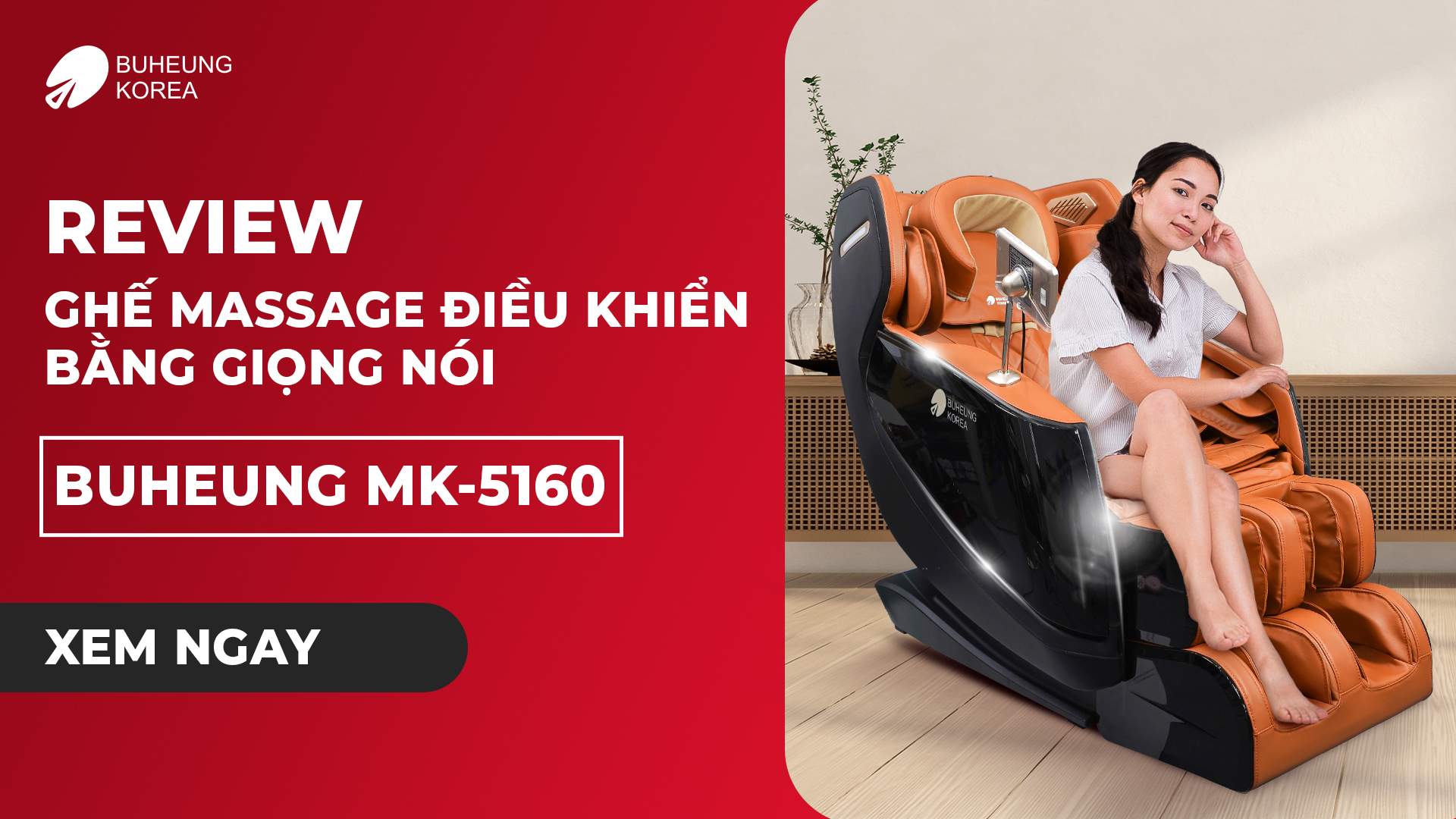 Minh họa review ghế massage điều khiển giọng nói MK-5160 của BUHEUNG Korea