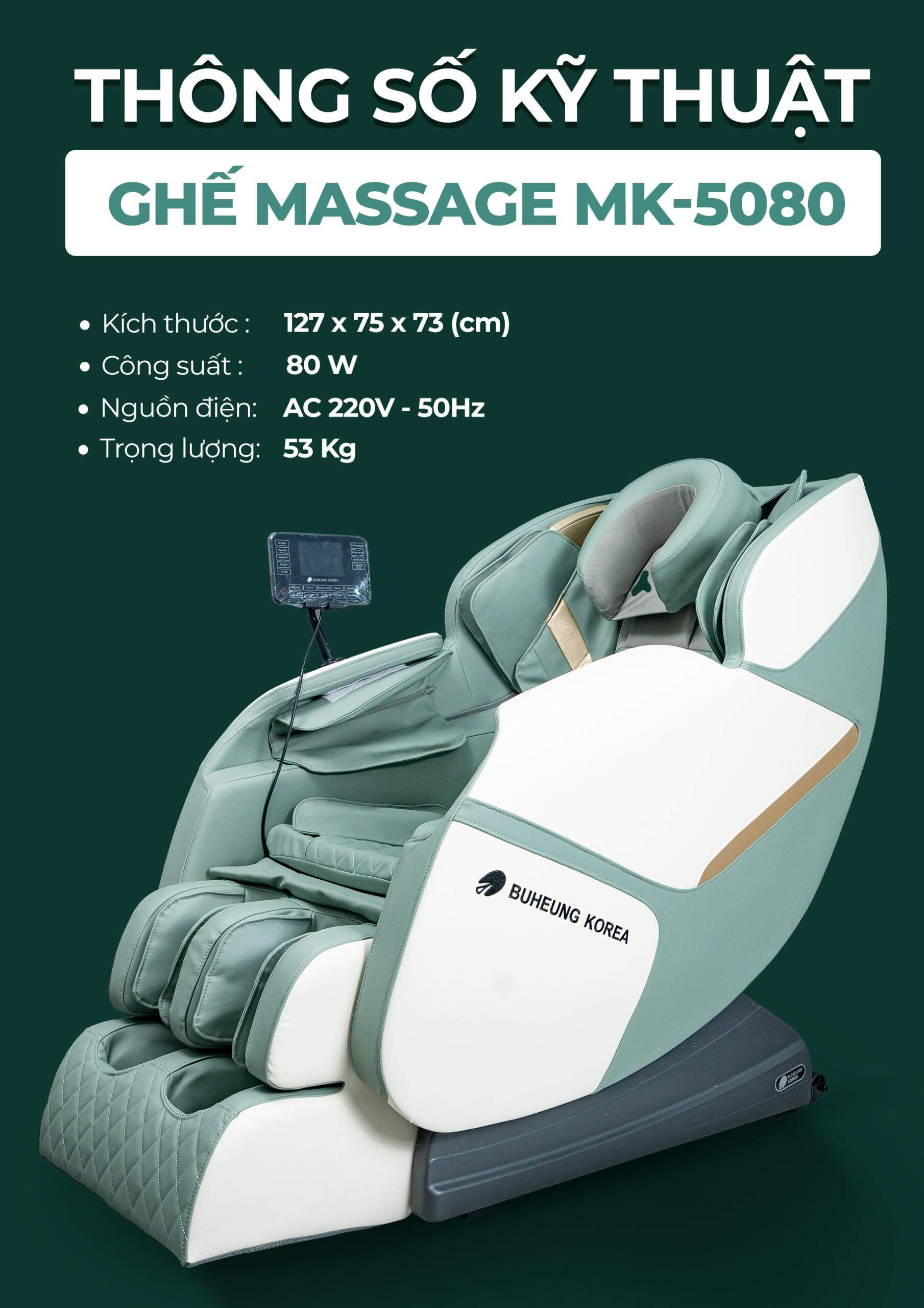 Ghế Massage Buheung Meadow Green MK-5080 25