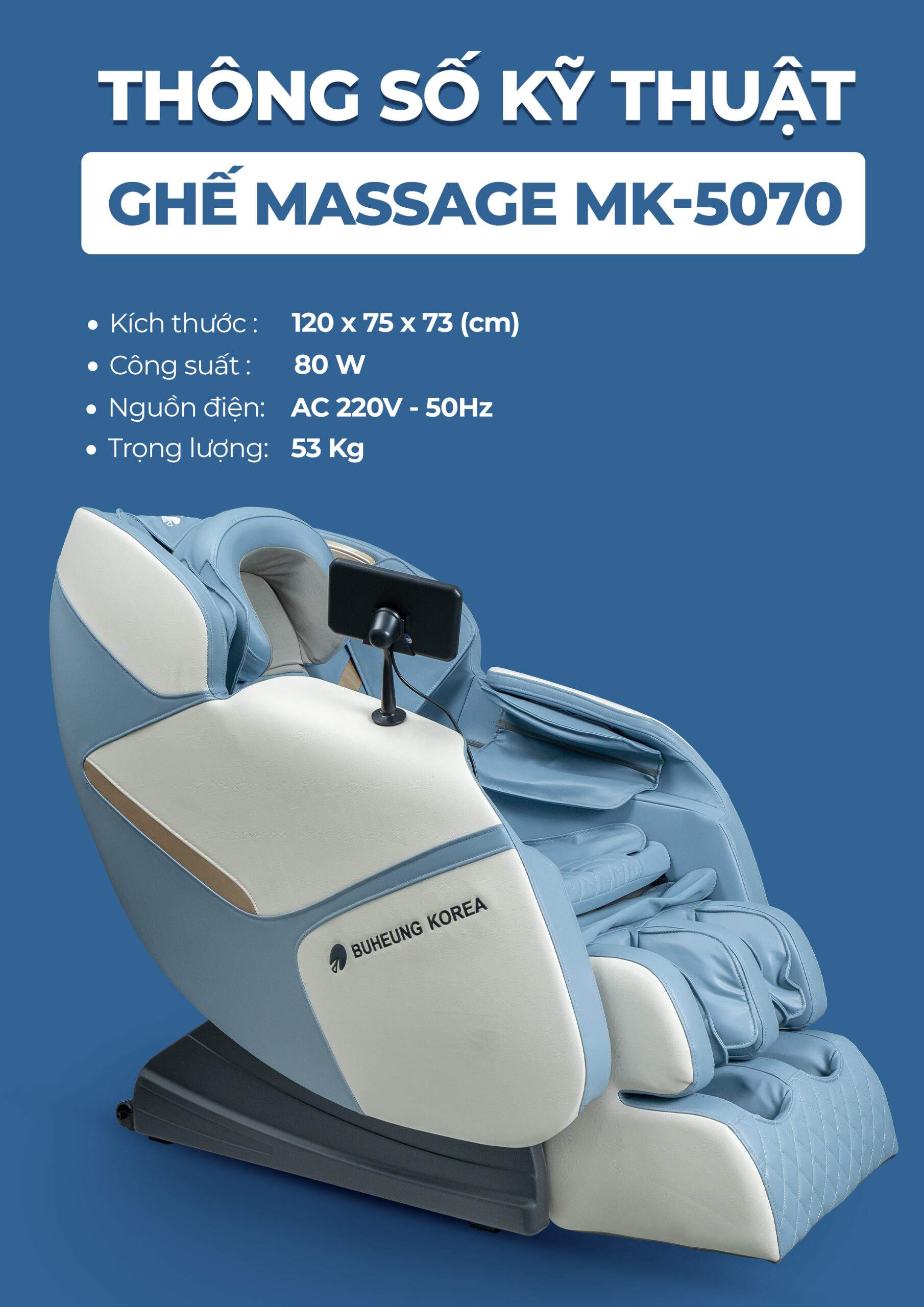 Ghế Massage Buheung Coastal Blue MK-5070 25