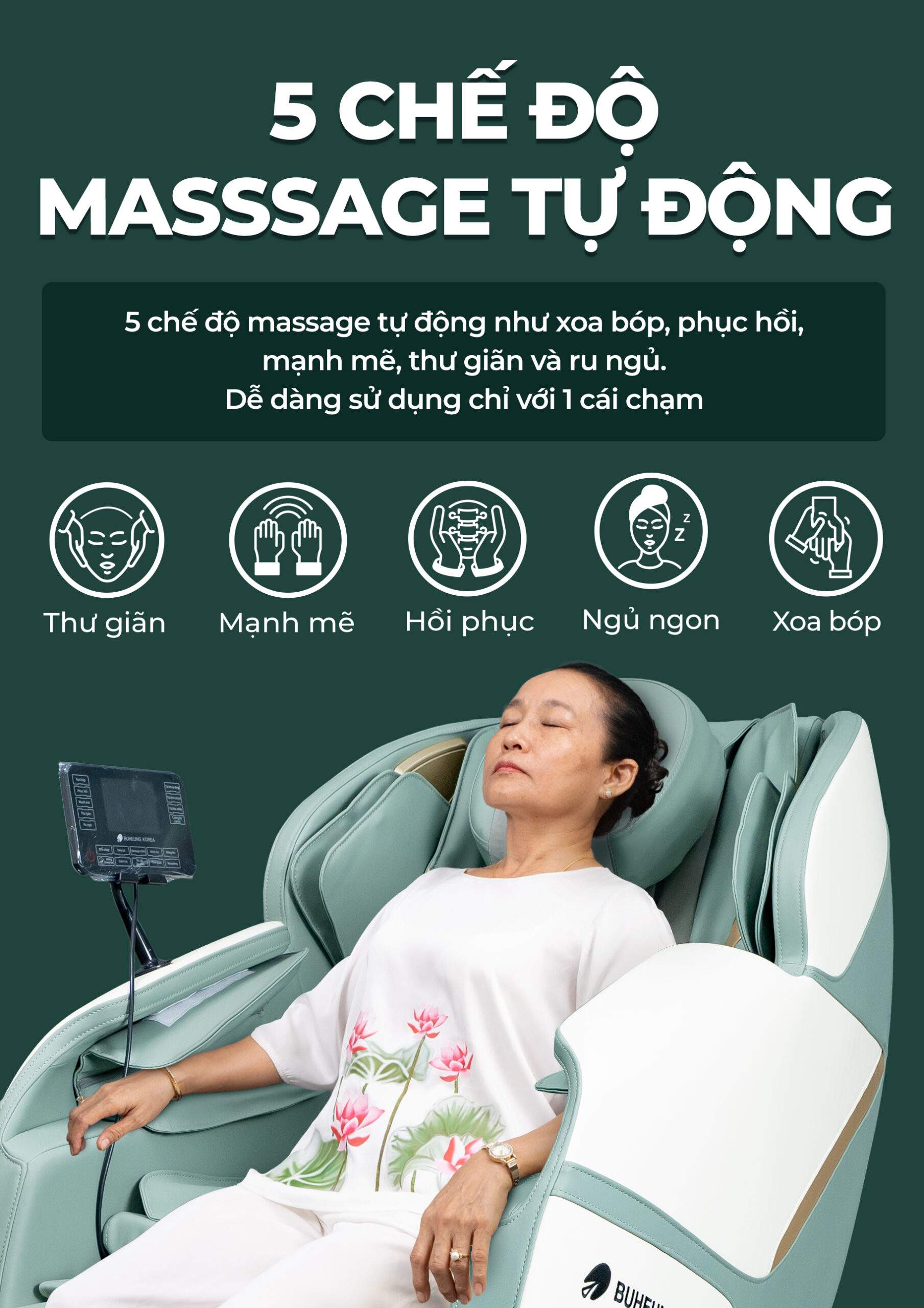 Ghế Massage Buheung Meadow Green MK-5080 22