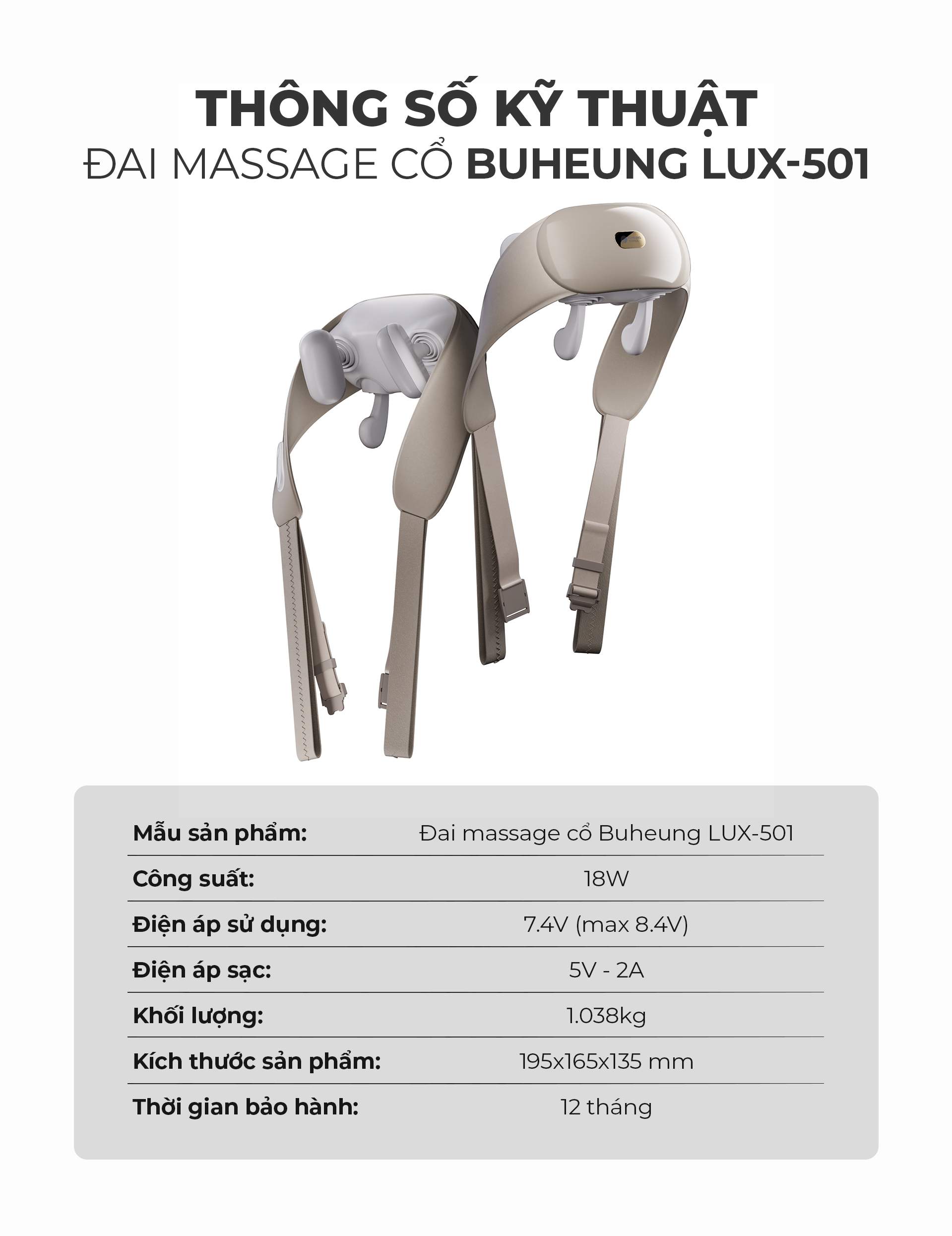 Đai Massage Cổ Buheung LUX-501 10 Đai Massage Cổ Buheung LUX-501 15