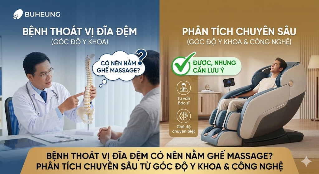 Bệnh Thoát Vị Đĩa Đệm Có Nên Nằm Ghế Massage? Phân Tích Chuyên Sâu Từ Góc Độ Y Khoa & Công Nghệ 1 Thoát Vị Đĩa Đệm Có Nên Nằm Ghế Massage