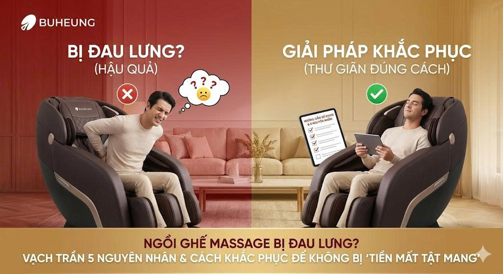 Ngồi Ghế Massage Bị Đau Lưng? Vạch Trần 5 Nguyên Nhân & Cách Khắc Phục Để Không Bị "Tiền Mất Tật Mang" 1