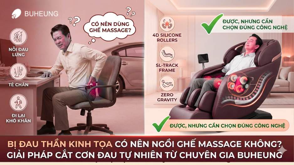 Bị Đau Thần Kinh Tọa Có Nên Ngồi Ghế Massage Không? Giải Pháp Cắt Cơn Đau Tự Nhiên Từ Chuyên Gia Buheung 1