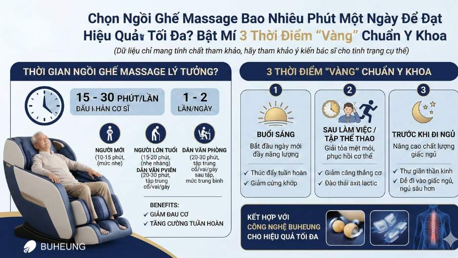 Ngồi Ghế Massage Bao Nhiêu Phút Một Ngày Để Đạt Hiệu Quả Tối Đa? Bật Mí 3 Thời Điểm "Vàng" Chuẩn Y Khoa 1
