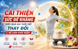 Hình ảnh minh họa hệ miễn dịch mạnh mẽ, lá chắn vô hình bảo vệ cơ thể khỏi bệnh tật, với người khỏe mạnh và chai thực phẩm bổ sung hỗ trợ sức đề kháng để cải thiện sức đề kháng khi thời tiết thay đổi.