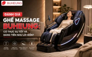 Ghế massage Buheung hiện đại, sang trọng trong phòng khách ấm cúng, thể hiện sự thư giãn và thoải mái. Từ khóa: ghế massage Buheung, thư giãn, sang trọng.