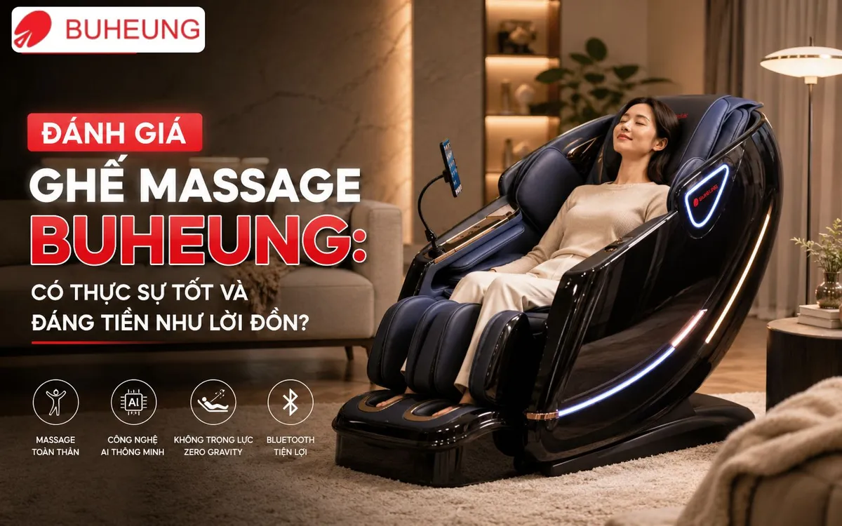 Ghế massage Buheung hiện đại, sang trọng trong phòng khách ấm cúng, thể hiện sự thư giãn và thoải mái. Từ khóa: ghế massage Buheung, thư giãn, sang trọng.