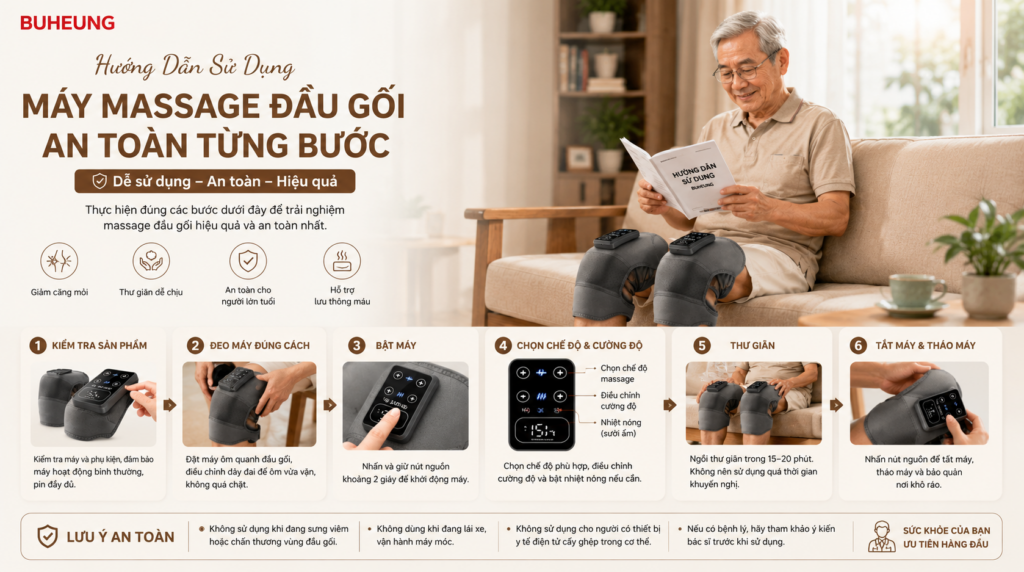 Hướng Dẫn Chi Tiết: Cách Sử Dụng Máy Massage Đầu Gối An Toàn Cho Người Lớn Tuổi 2