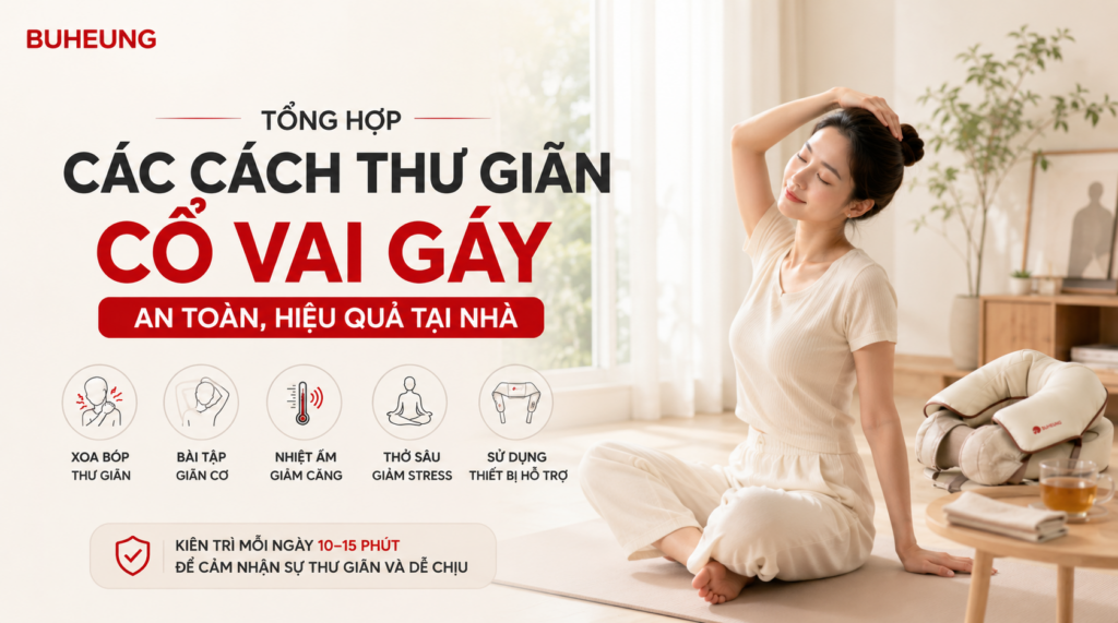 Cổ Vai Gáy Căng Mỏi Sau Khi Ngồi Lâu: Bí Quyết Thư Giãn An Toàn Tại Nhà Cùng Buheung 1