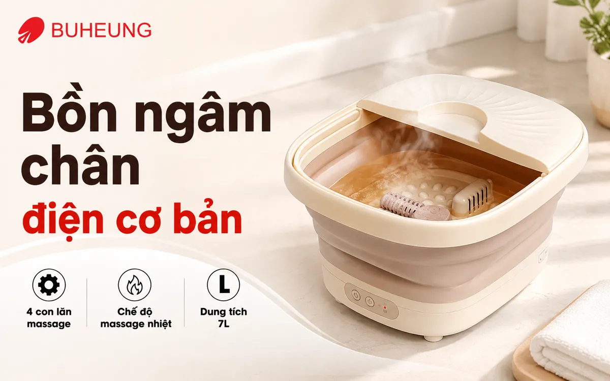 Bồn ngâm chân điện cơ bản, tính năng làm nóng và giữ nhiệt nước, bồn ngâm chân tiện lợi.