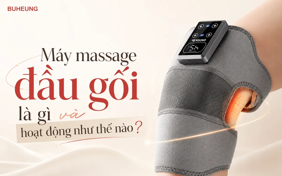 Cận cảnh máy massage đầu gối Choice Dr. DC-004, minh họa các bộ phận và công nghệ hoạt động cơ bản.