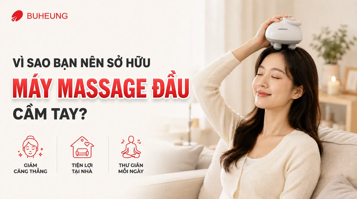 Máy Massage Đầu Cầm Tay Tốt Nhất 2026: Hướng Dẫn Chọn Mua & Đánh Giá Chi Tiết 1 Hình ảnh một người đang thư giãn tuyệt đối với máy massage đầu cầm tay, thể hiện sự thoải mái, tiện lợi và giúp giảm căng thẳng hiệu quả.