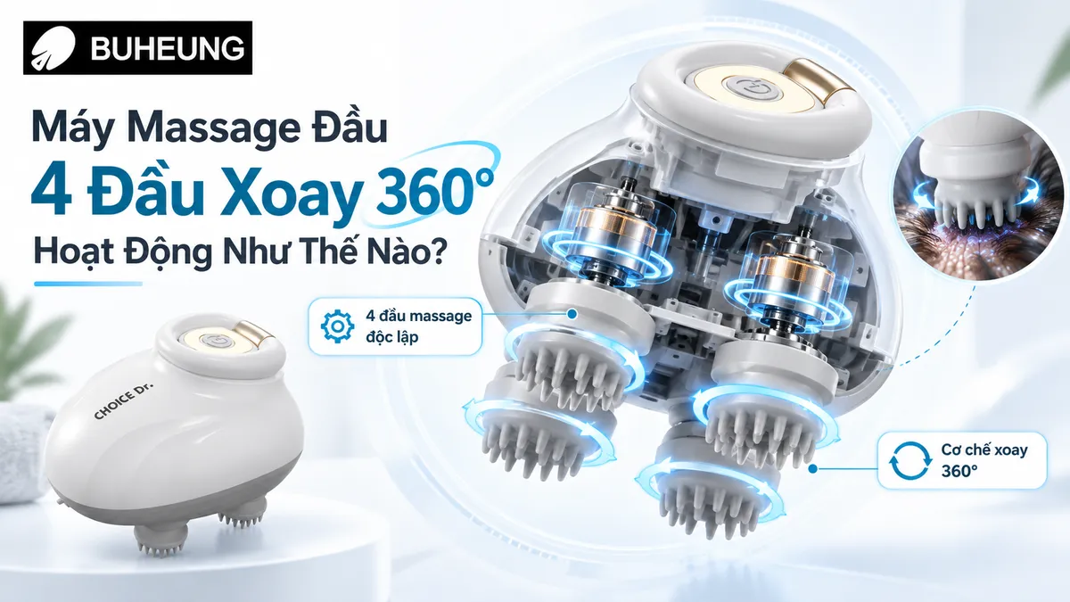 Các loại đầu massage khác nhau: đầu mềm không rối tóc và đầu cứng có khe hở dễ gây rối, hình ảnh so sánh chi tiết.