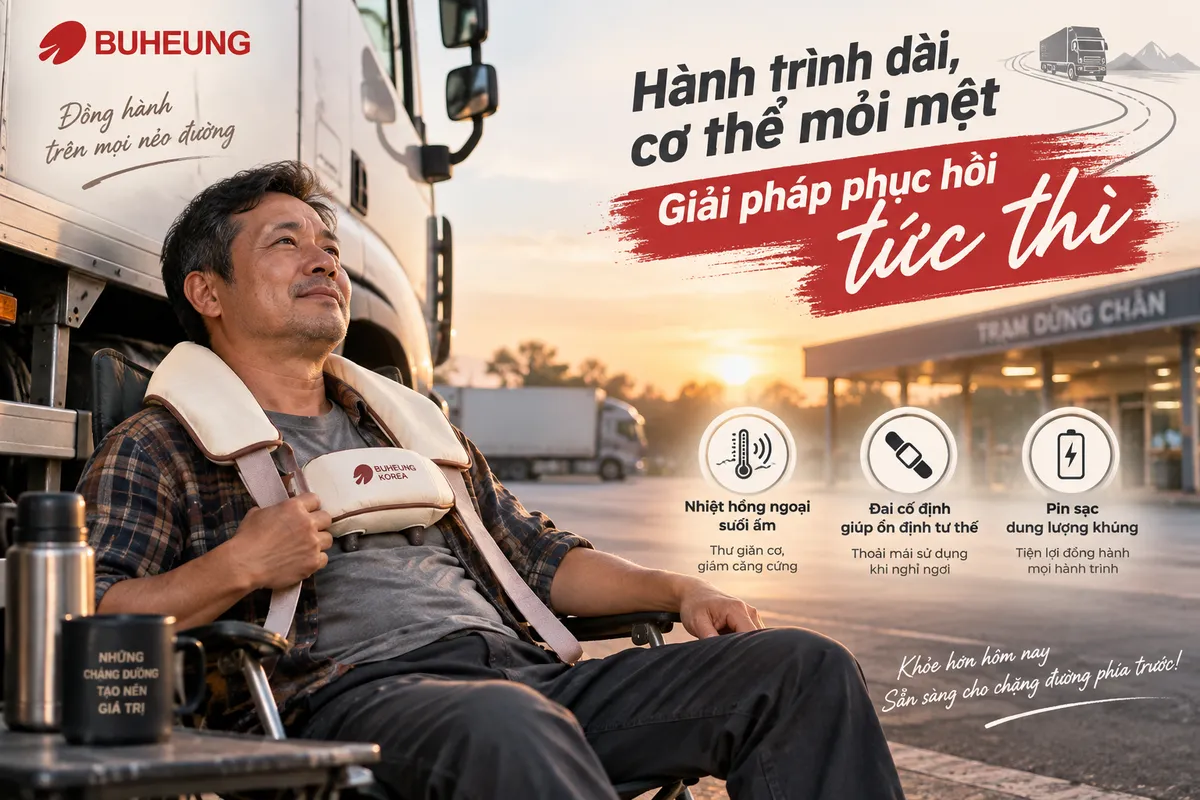 Thiết bị massage mini cho người lái xe đường dài: Nên ưu tiên vùng nào sau khi nghỉ ngơi để phục hồi nhanh nhất? 1 Tài xế xe tải mệt mỏi nghỉ ngơi, chuẩn bị sử dụng máy massage mini để phục hồi sức khỏe sau hành trình dài