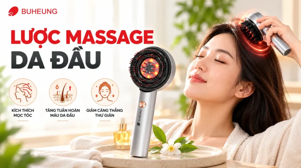 Lược massage da đầu Buheung MK-342 với thiết kế công thái học hiện đại, giúp chăm sóc tóc và da đầu khỏe mạnh toàn diện.