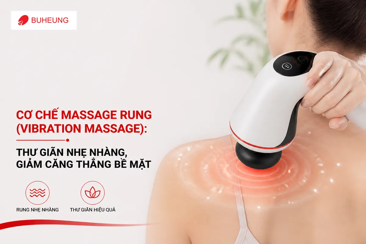 Nên Chọn Máy Massage Theo Cơ Chế Nào: Rung, Xoay, Ép Khí Hay Làm Ấm? Phân Tích Chuyên Sâu 3 Máy massage rung cầm tay hoặc bồn ngâm chân tạo sóng rung nhẹ nhàng, minh họa cơ chế massage rung giúp giảm căng thẳng bề mặt.